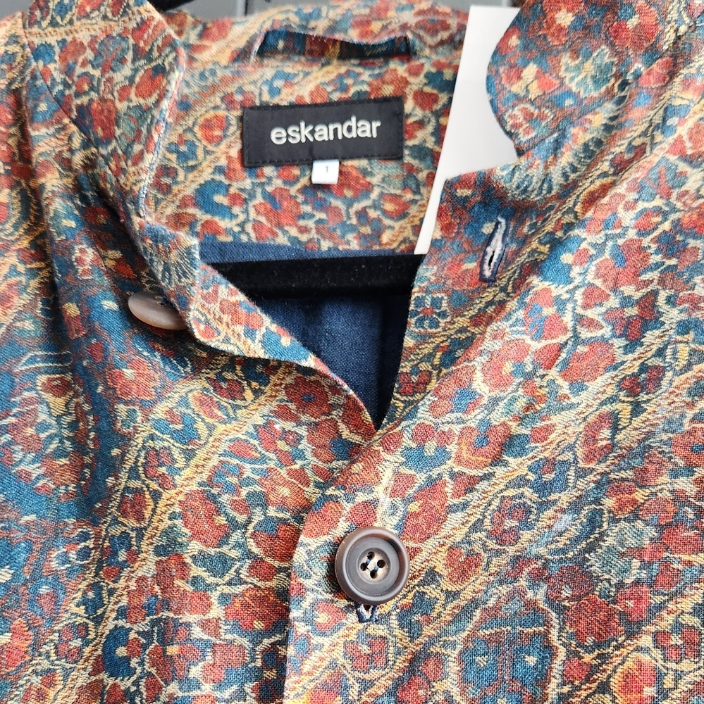Eskandar Linen Print Blazer - Picture 3 of 13